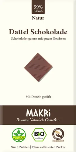 Bio-Dattel-Schokolade ohne raffinierten Zucker - jetzt online kaufen bei Natur.com