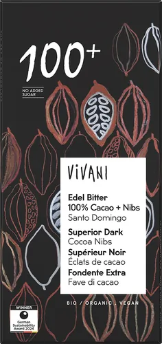 Bio-Edelbitterschokolade 100% Kakao mit Kakao-Nibs - jetzt online kaufen bei Natur.com