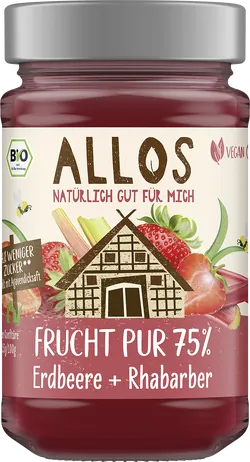 Bio-Erdbeer-Rhabarber-Fruchtaufstrich Frucht Pur - jetzt online kaufen bei Natur.com