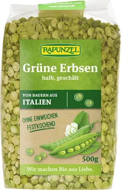 Bio-Grüne Erbsen halb geschält - jetzt online kaufen bei Natur.com
