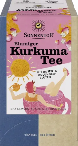 Bio-Blumiger Kurkuma-Tee mit Rosenblüten im Beutel - jetzt online kaufen bei Natur.com