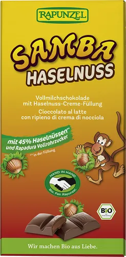 Bio-Vollmilchschokolade Samba mit Haselnüssen - jetzt online kaufen bei Natur.com