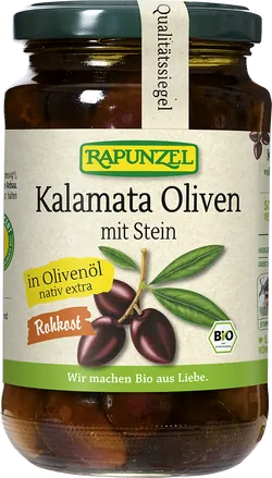 Bio-Kalamata-Oliven mit Stein in Olivenöl - jetzt online kaufen bei Natur.com