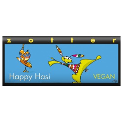Dunkle Schokolade Happy Hasi mit Zitronen-Marzipan & Mandelnougat, handgeschöpft, vegan
