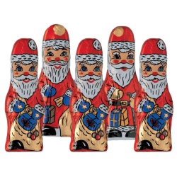 Vollmilch-Mini-Weihnachtsmänner in Stanniolpapier, massiv (5 Stück)